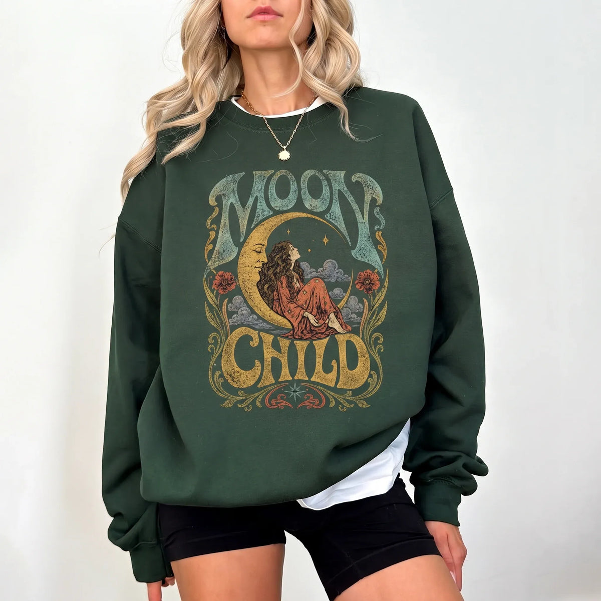 Moon Child Celestial Boho Graphic 70s Retro Hippie T-Shirt / Sweatshirt / Hoodie