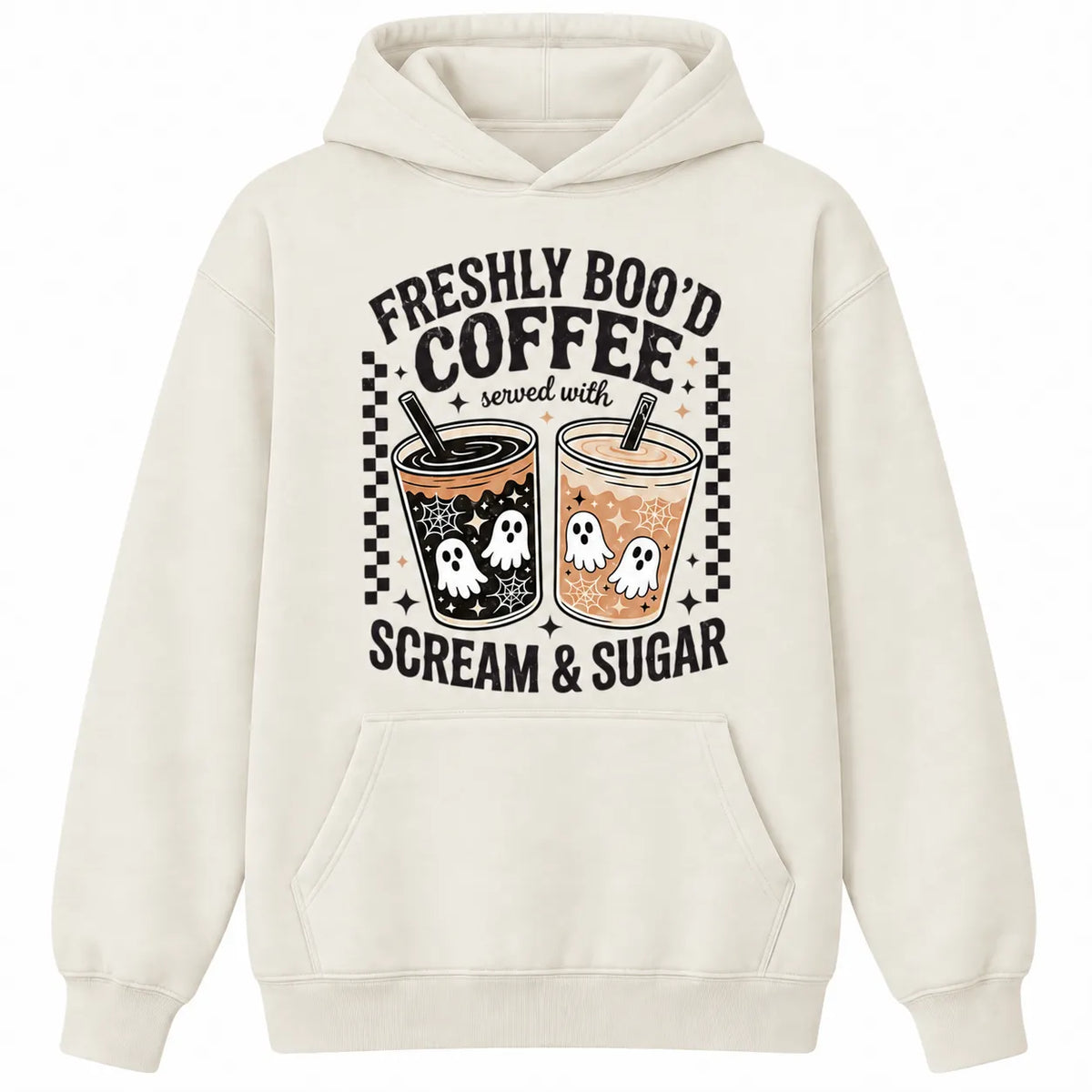 Funny Scream And Sugar Ghost Coffee Artwork Cute Fall Holiday Print T-Shirt / Sweatshirt / Hoodie