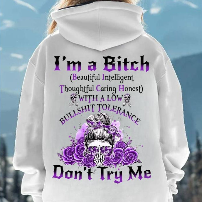 Yes I'm A B Flower Skull All Over Print Don't Try Me T-Shirt / Sweatshirt / Hoodie