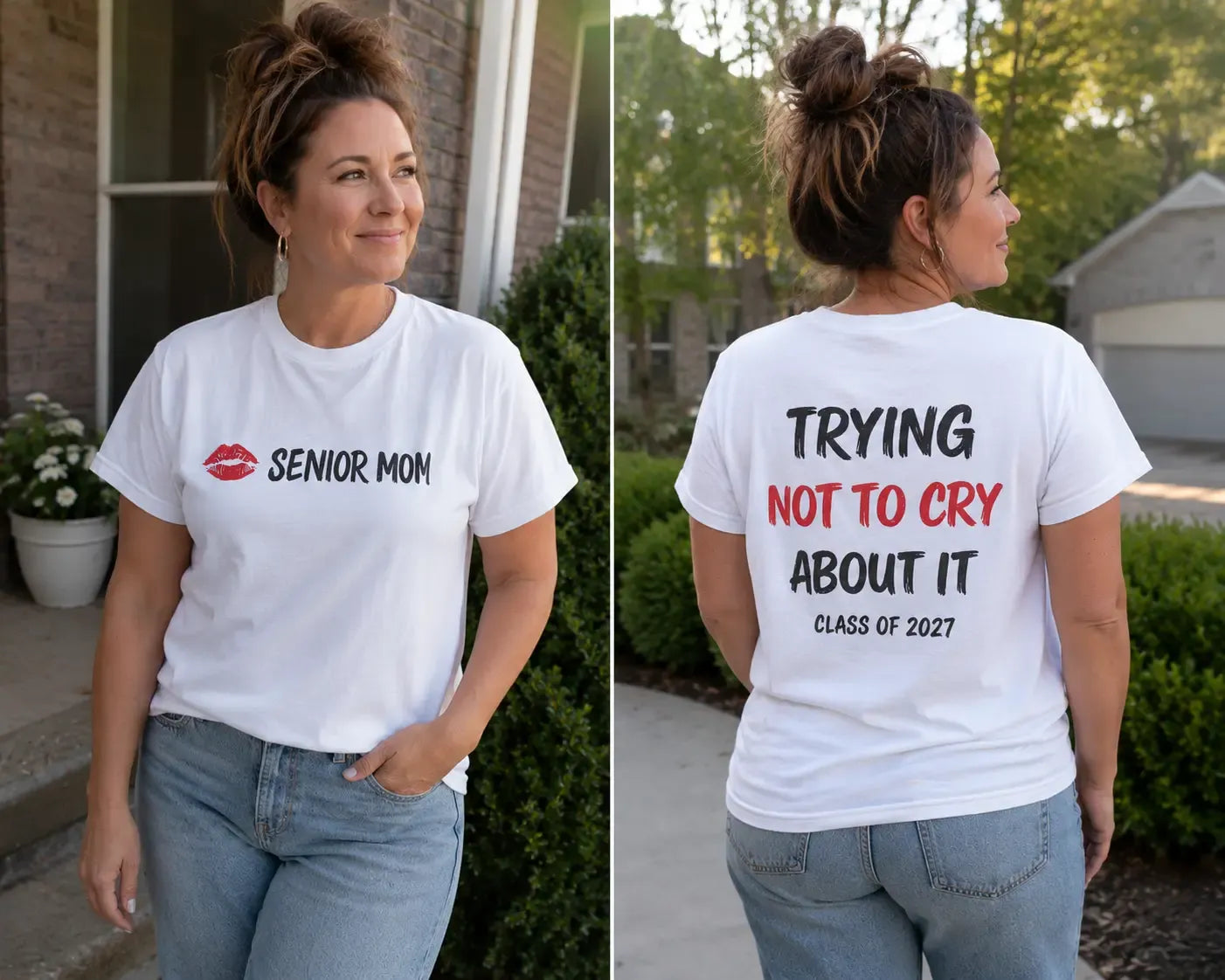 Senior Mom Class of 2027 Trying Not to Cry About It Graduation Parent T-Shirt / Sweatshirt / Hoodie