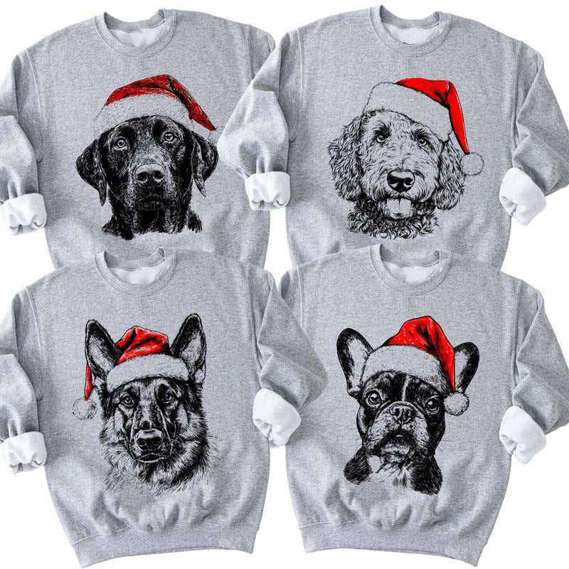 Custom Name Santa Paws Christmas Dog 50 Dog Breeds in Festive T-Shirt / Sweatshirt / Hoodie