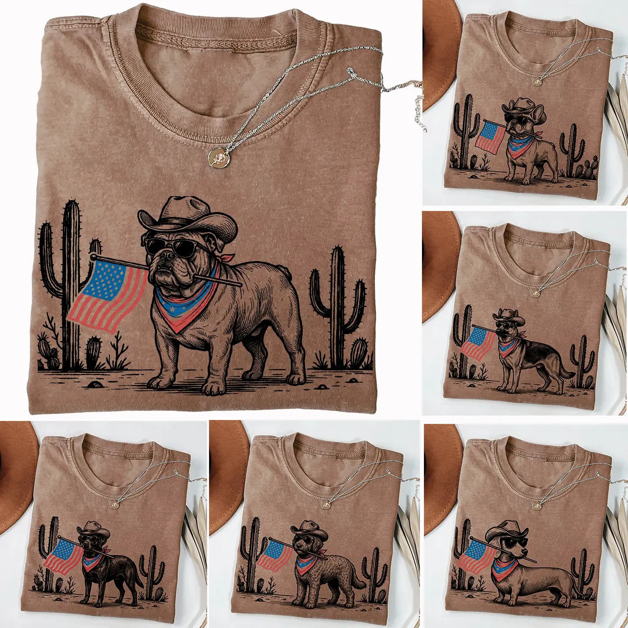 Patriotic Dog Shirt 50+ Dog Breeds Western Cowboy Dog T-Shirt / Sweatshirt / Hoodie