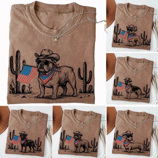 Patriotic Dog Shirt 50+ Dog Breeds Western Cowboy Dog T-Shirt / Sweatshirt / Hoodie