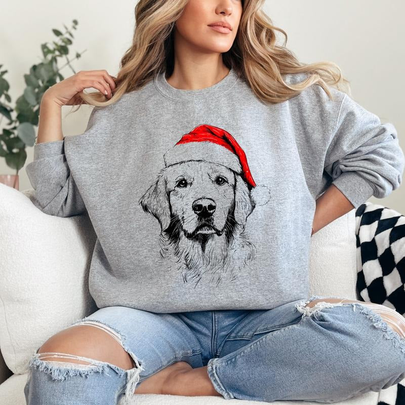 Custom Name Santa Paws Christmas Dog 50 Dog Breeds in Festive T-Shirt / Sweatshirt / Hoodie