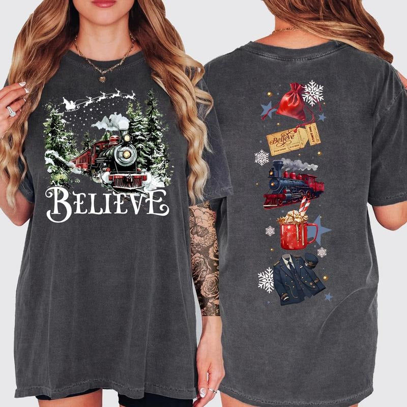 Polar Express 2 Sides Retro 90s Christmas Movies T-Shirt / Sweatshirt / Hoodie