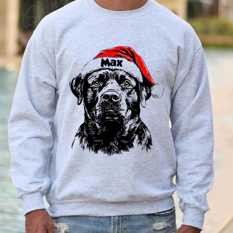 Custom Name Santa Paws Christmas Dog 50 Dog Breeds in Festive T-Shirt / Sweatshirt / Hoodie