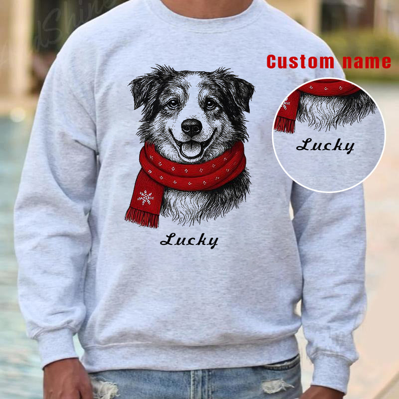 Custom Name Santa Paws scarf Christmas Dog Breeds in Festive Santa T-Shirt / Sweatshirt / Hoodie