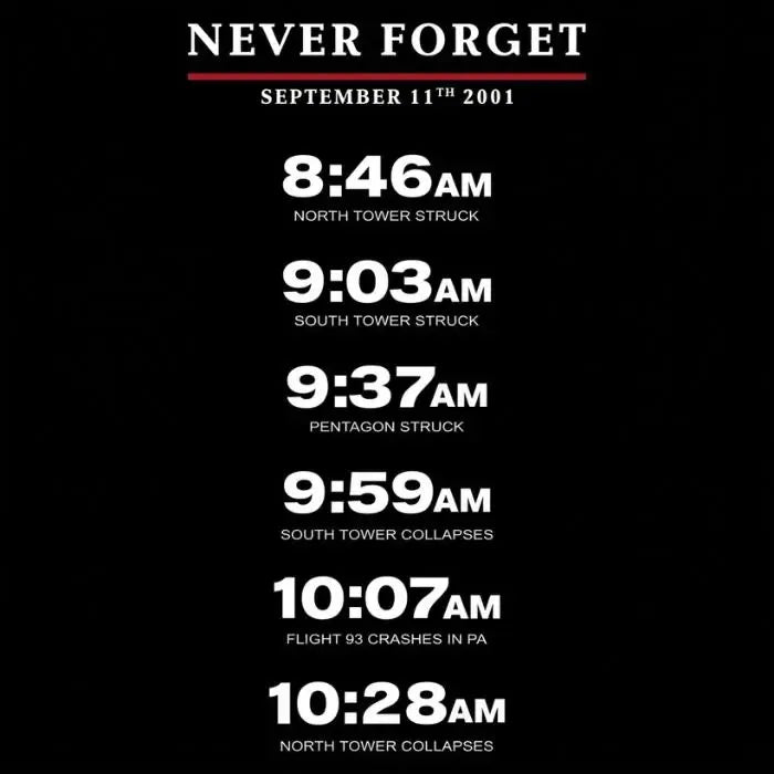 Never Forget September 11 Memorial Timeline T-Shirt / Sweatshirt / Hoodie