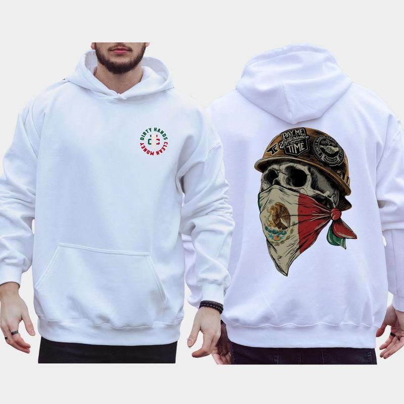 Dirty Hands Clean Money Skull Mexican Flag Face Mask T-Shirt / Sweatshirt / Hoodie