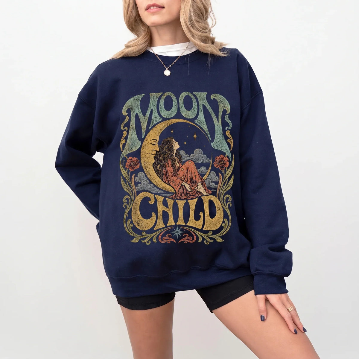 Moon Child Celestial Boho Graphic 70s Retro Hippie T-Shirt / Sweatshirt / Hoodie