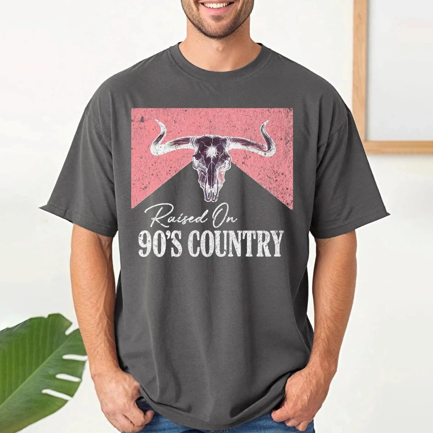 Raised On 90s Country Distressed Vintage Western Bull Skull T-Shirt / Sweatshirt / Hoodie