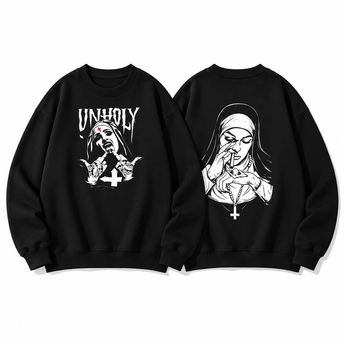 Unholy Nun Graphic Edgy Gothic Streetwear T-Shirt / Sweatshirt / Hoodie