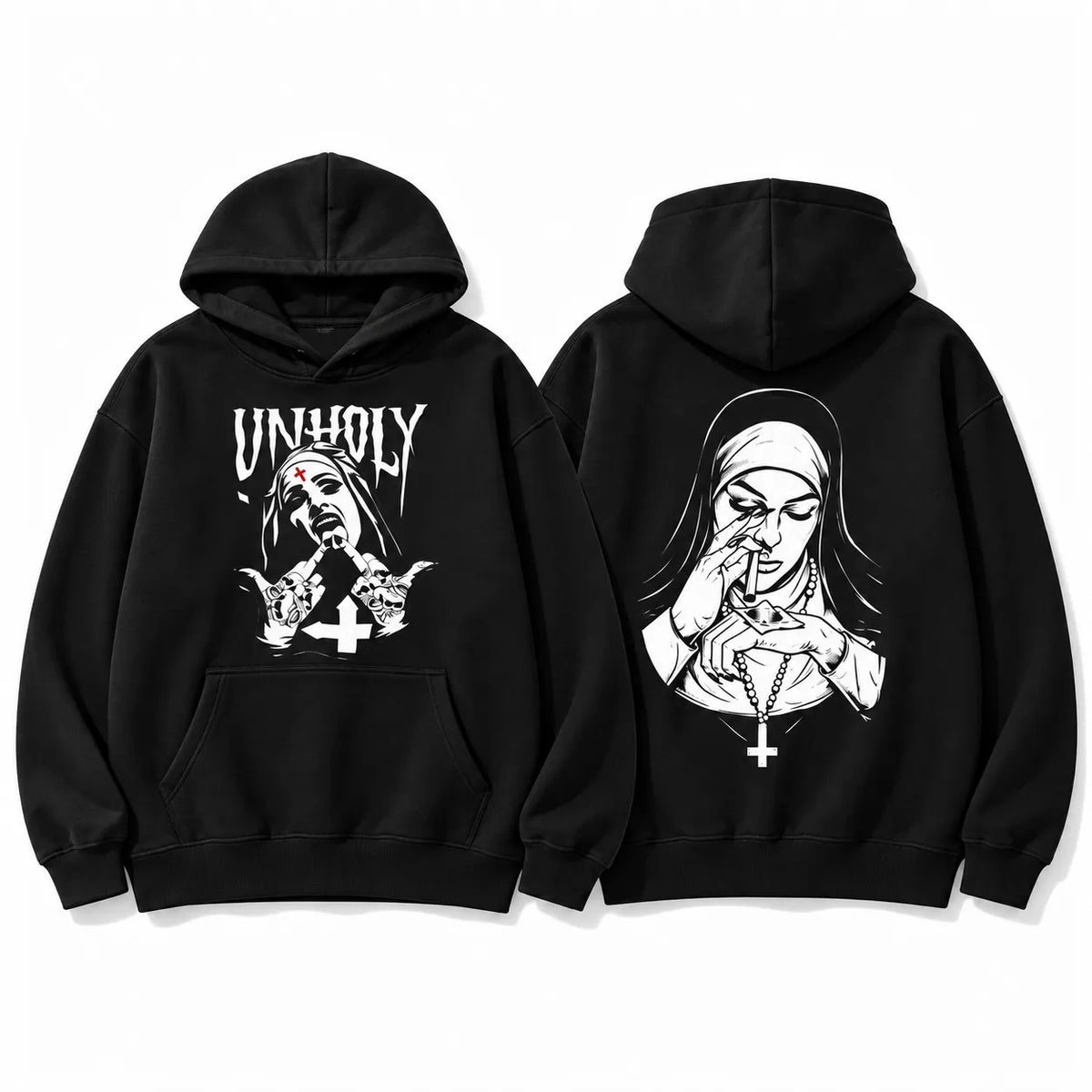 Unholy Nun Graphic Edgy Gothic Streetwear T-Shirt / Sweatshirt / Hoodie