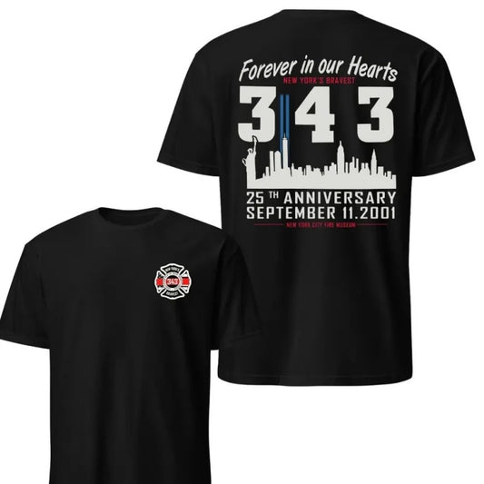 New York 343 Firefighter Memorial Never Forget Tribute Graphic September 11th Remembrance T-Shirt / Sweatshirt / Hoodie