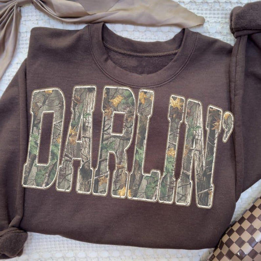 Darlin Retro Camo Country Distressed Cowboy T-Shirt / Sweatshirt / Hoodie