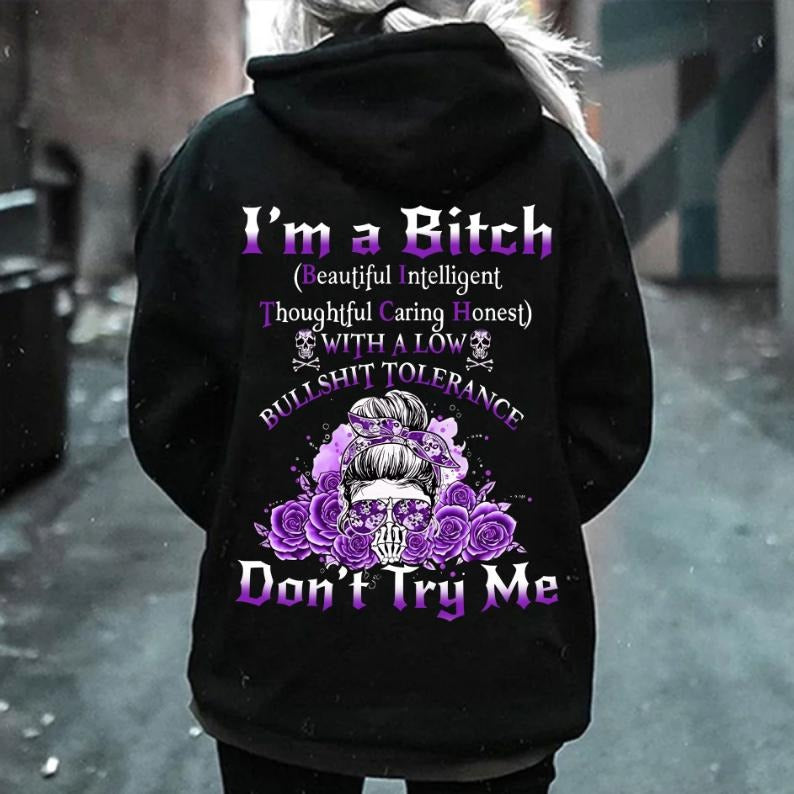 Yes I'm A B Flower Skull All Over Print Don't Try Me T-Shirt / Sweatshirt / Hoodie