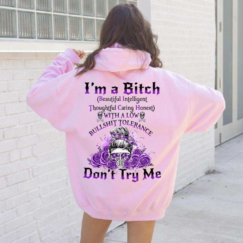 Yes I'm A B Flower Skull All Over Print Don't Try Me T-Shirt / Sweatshirt / Hoodie