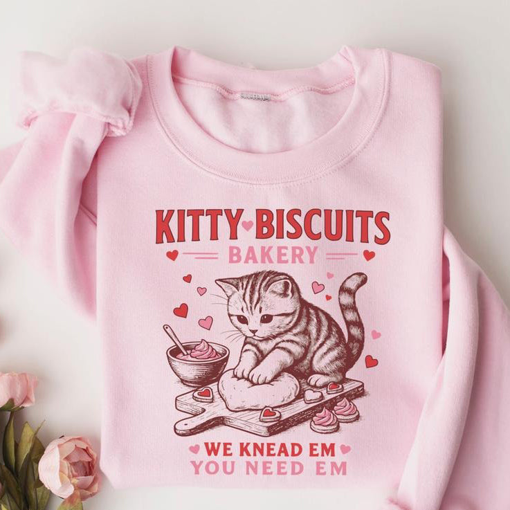 Valentines Cat Kitty Biscuits Bakery T-Shirt / Sweatshirt / Hoodie