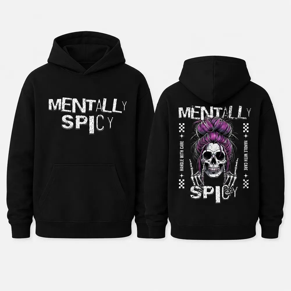 Mentally Spicy Handle With Care Skull Purple Bun Skeleton Hands T-Shirt / Sweatshirt / Hoodie