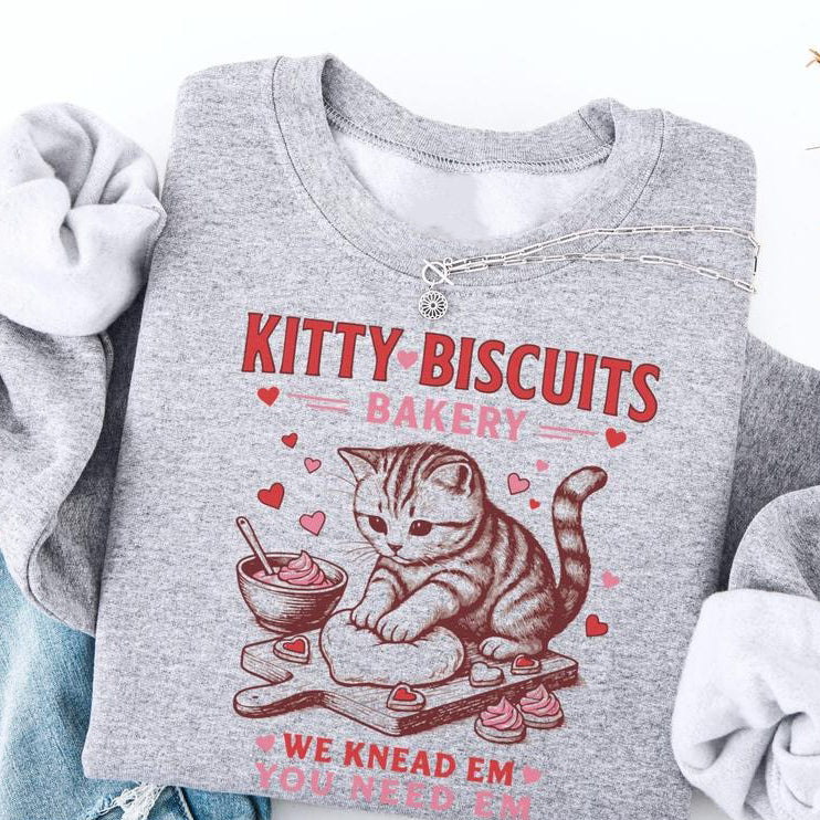 Valentines Cat Kitty Biscuits Bakery T-Shirt / Sweatshirt / Hoodie