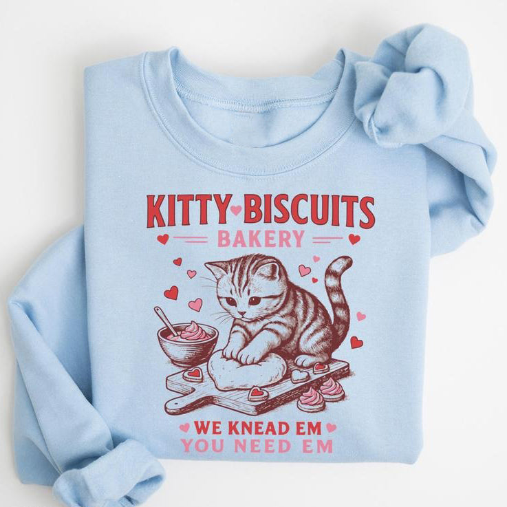Valentines Cat Kitty Biscuits Bakery T-Shirt / Sweatshirt / Hoodie